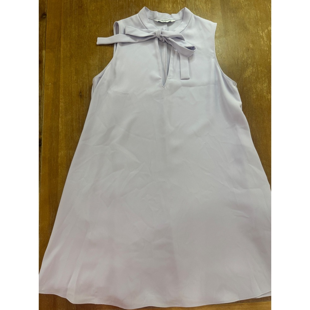 Amanda Uprichard Lavender Lilac Tie Neck Sleeveless Shift Dress XS With Pockets